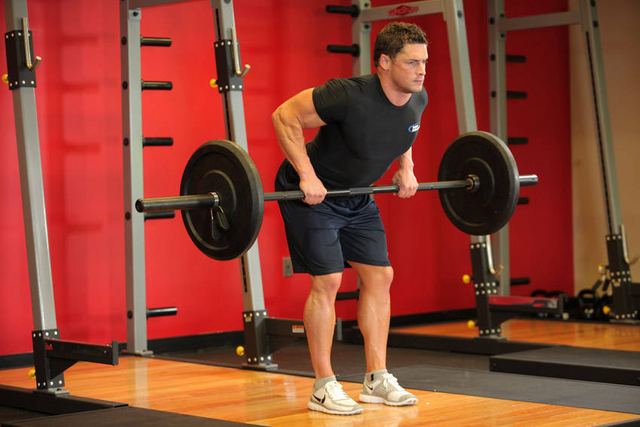 Bent-Over Barbell Rows – end position